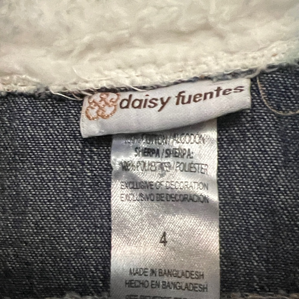 Daisy Fuentes Blue Jean Jacket with Floral Detail - Picture 2 of 4